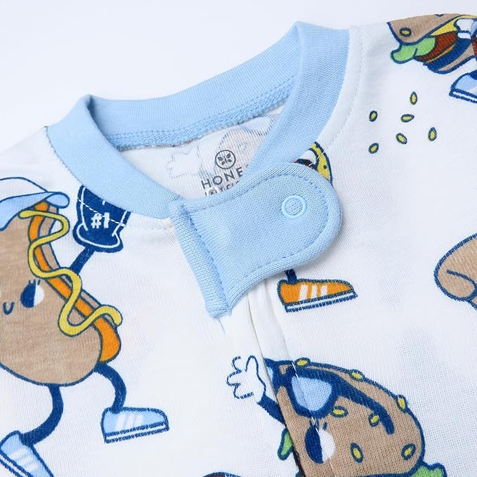 HonestBaby Sleep & Play Footed One-piece Pajama Sleeper 100% Organic Cotton, Baby Boys