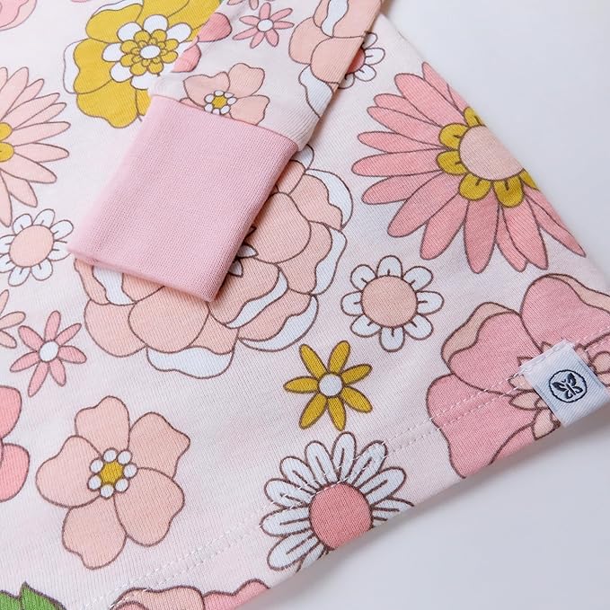 HonestBaby baby-girls 2-piece Pajamas Sleepwear Pjs 100% Organic Cotton for Baby, Toddler, Kids, Girl