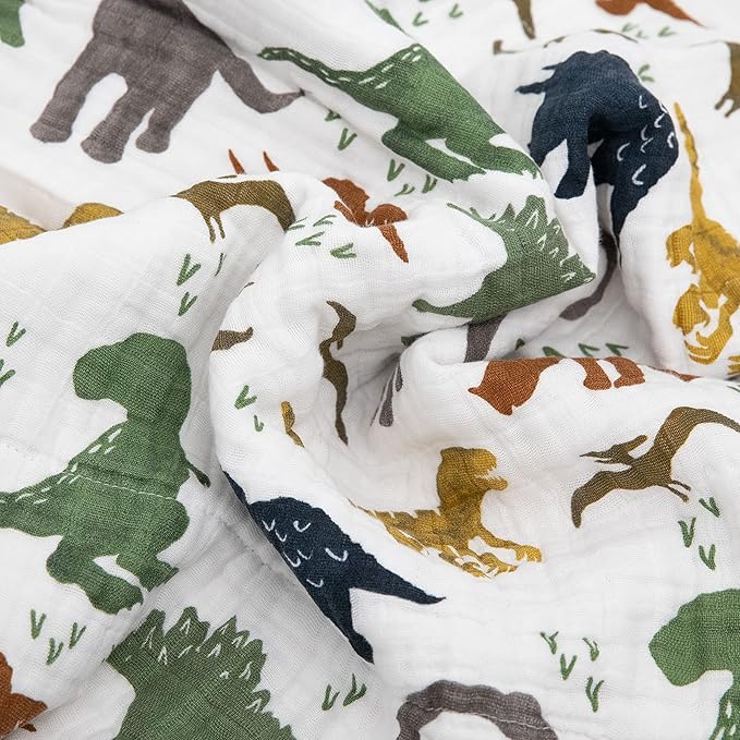 Little Unicorn Original Premium Cotton Quilt | Multi-Layered & Extra-Soft Muslin Fabric |for Babies & Toddlers (Dino Friends)