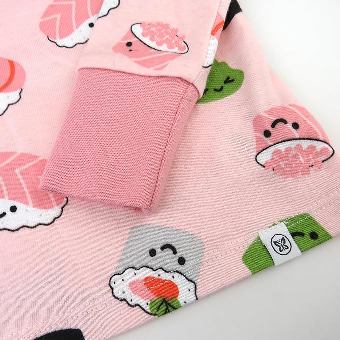 HonestBaby baby-girls 2-piece Pajamas Sleepwear Pjs 100% Organic Cotton for Baby, Toddler, Kids, Girl