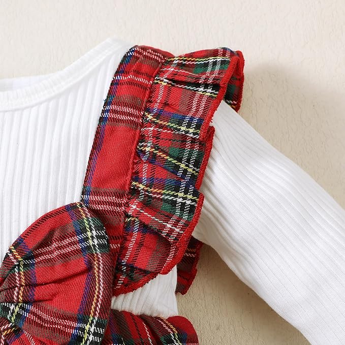 Newborn Infant Baby Girl Clothes Fall Winter Plaid Long Sleeve Jumpsuit One Piece Romper Bodysuit Baby Overalls Outfits