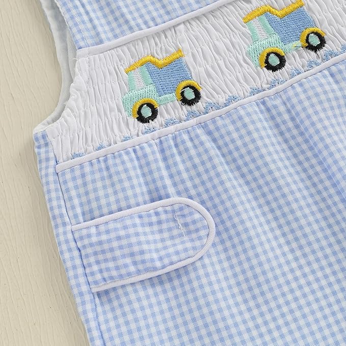 Baby Boy Summer Clothes Sleeveless Retro Plaid Romper Overalls Jumpsuit Shortalls Playsuit Outfits