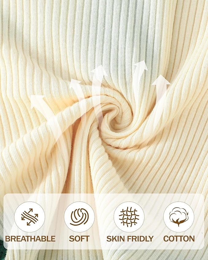 Newborn Baby Boy Girl Clothes Ribbed Knit Cotton Long Sleeve Romper Long Pant Preemie Solid Color Unisex Outfits