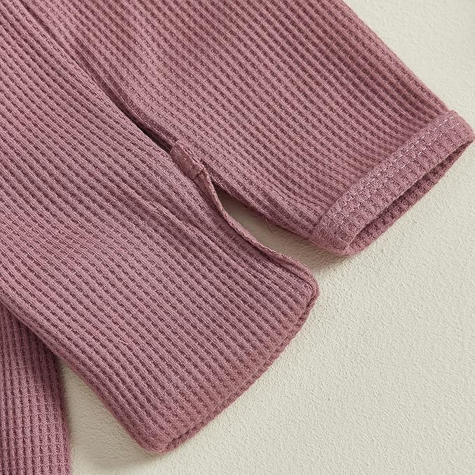 Newborn Baby Girls Rompers Knit Round Neck Long Sleeve Infant Fall Jumpsuits with Headband Coming Home Outfit