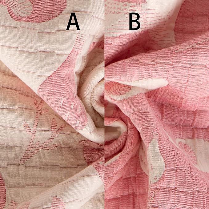 NTBAY 3 Layer Toddler Blanket, Muslin Cotton Jacquard Bed Blankets, Lightweight Thermal Baby Blanket, Super Soft and Warm Crib Blanket for All Seasons, Decoration Gift, 45"x60", Pink Owl