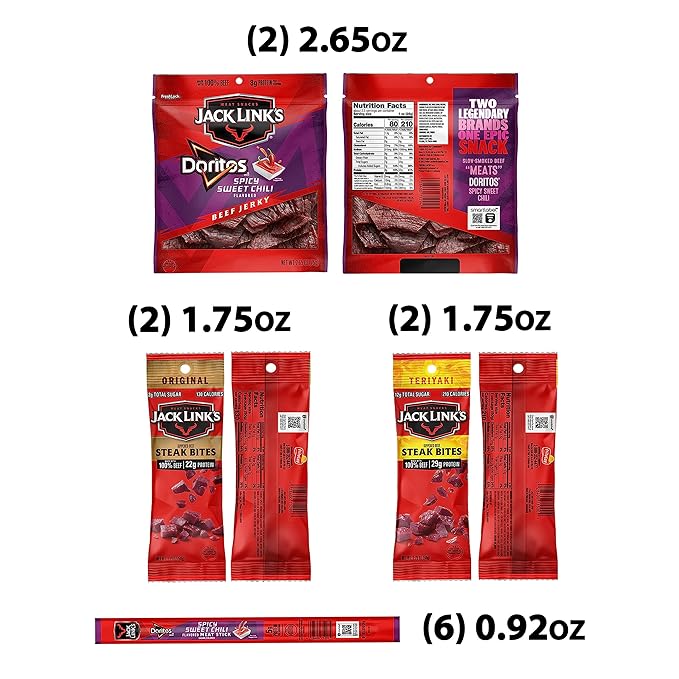 Frito Lay Jack Link's Meats Sampler Variety Pack, (Pack of 12)