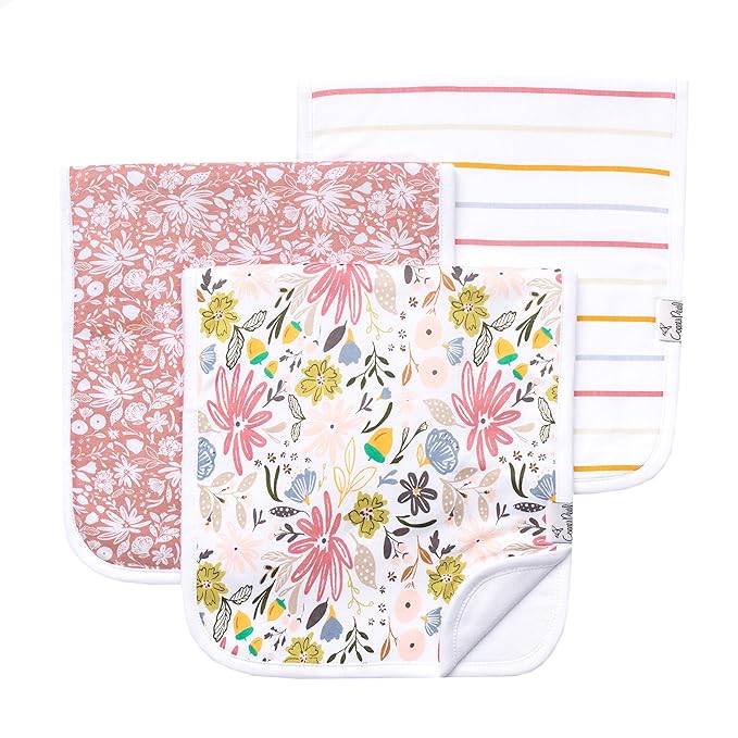 Copper Pearl Premium Baby Burp Cloths - 3-Pack Large Cotton Burp Cloths, Extra Soft Spit Up Rags with 3 Absorbent Layers, Perfect for Baby Boy and Baby Girl Gifts (21" x 10" Size, Olive Set)