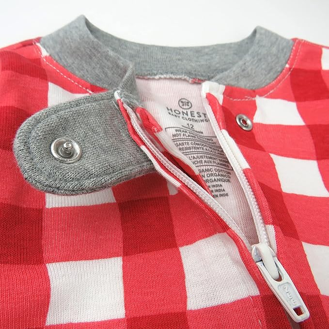 HonestBaby Non-Slip Footed Holiday Pajamas One-Piece Sleeper Zip-Front PJs Organic Cotton for Baby Boys, Girls, Unisex
