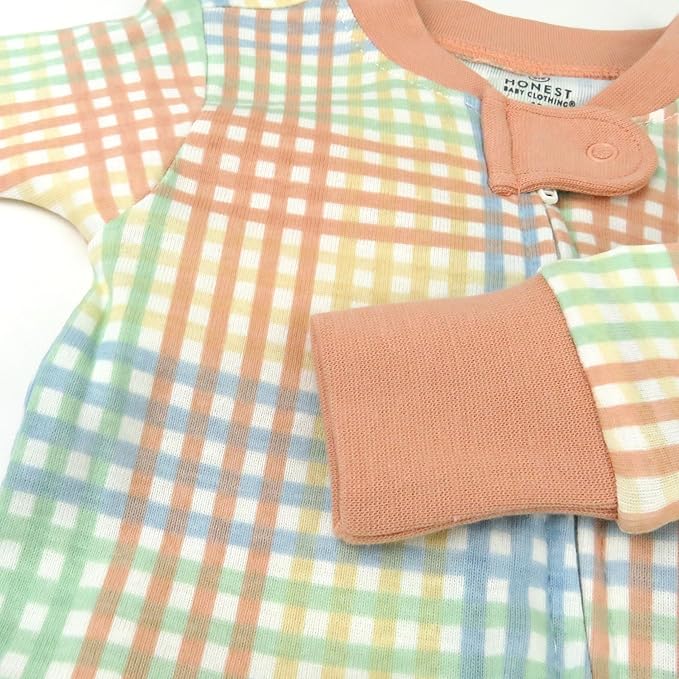HonestBaby Non-Slip Footed Pajamas One-Piece Sleeper Zip-Front Pjs 100% Organic Cotton for Baby Girls