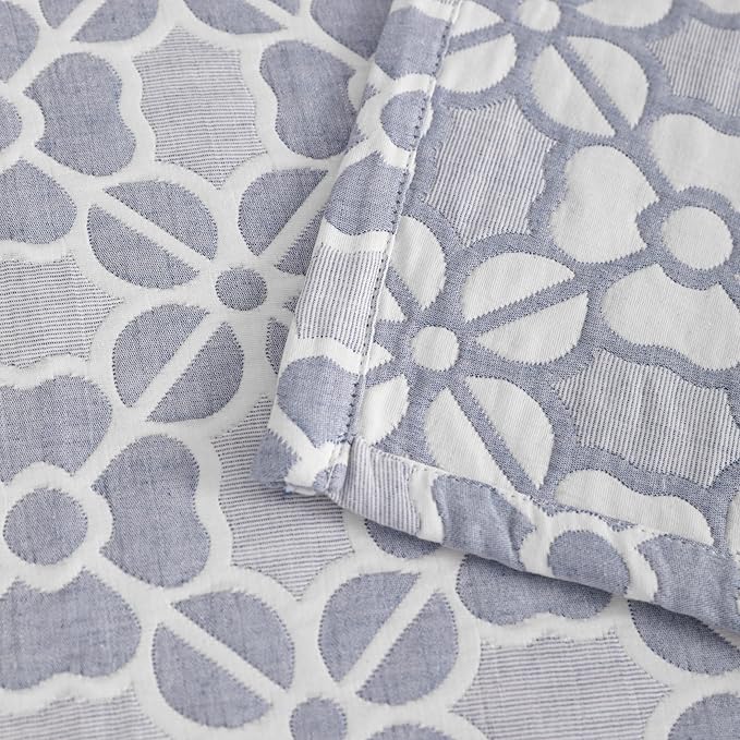 NTBAY 3 Layer Toddler Blanket, Muslin Cotton Jacquard Bed Blankets, Lightweight Thermal Baby Blanket, Super Soft and Warm Crib Blanket for All Seasons, Decoration Gift, 30"x40", Blue Clover