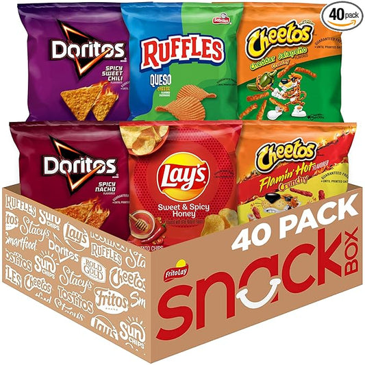 Frito Lay Cheesy Spicy Sweet Variety Pack, 1oz Single Serve Bags, (Pack of 40) (Assortment May Vary)