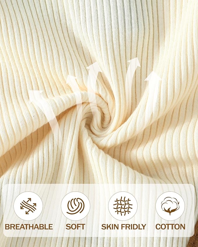 Newborn Baby Boy Girl Clothes Ribbed Knit Cotton Long Sleeve Romper Long Pant Preemie Solid Color Unisex Outfits