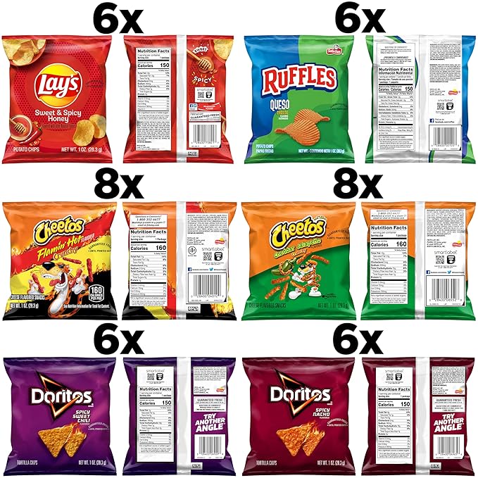 Frito Lay Cheesy Spicy Sweet Variety Pack, 1oz Single Serve Bags, (Pack of 40) (Assortment May Vary)