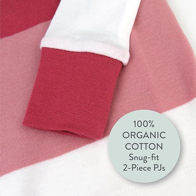 HonestBaby baby-girls 2-piece Pajamas Sleepwear Pjs 100% Organic Cotton for Baby, Toddler, Kids, Girl
