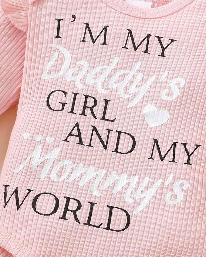 SUNNY PIGGY Newborn Baby Girl Clothes Infant Outfits Romper Floral Fall Outfit Bell Bottoms Pant Sets Hat Headband Flowerpant