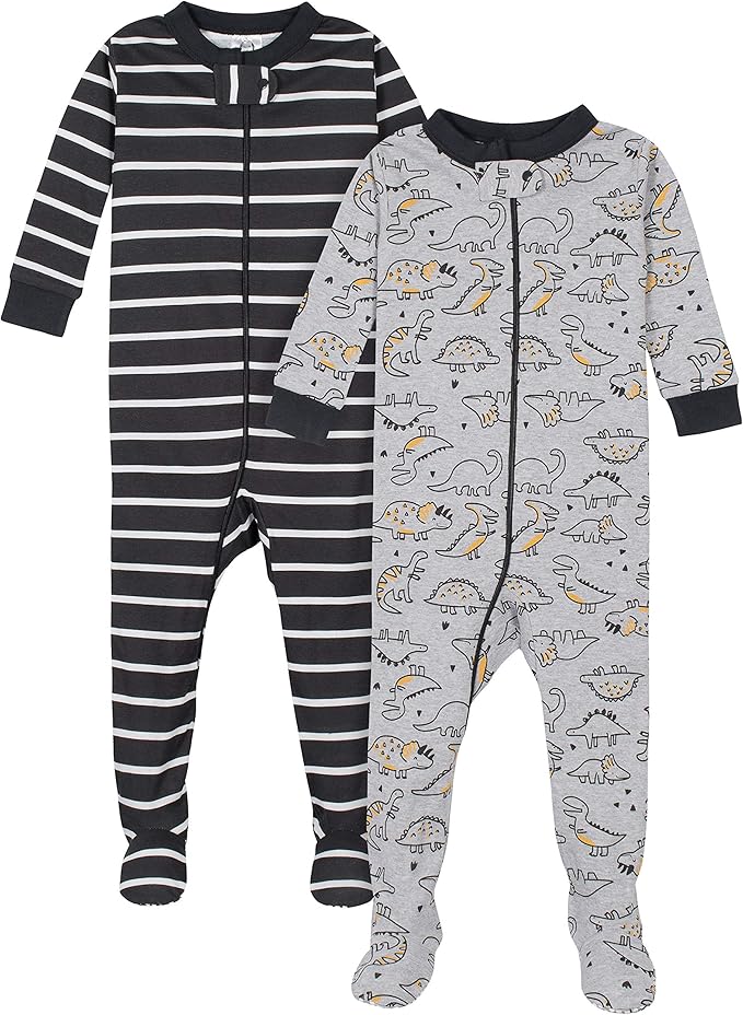 Gerber baby-boys 2-pack Snug Fit Footed Cotton Pajamas