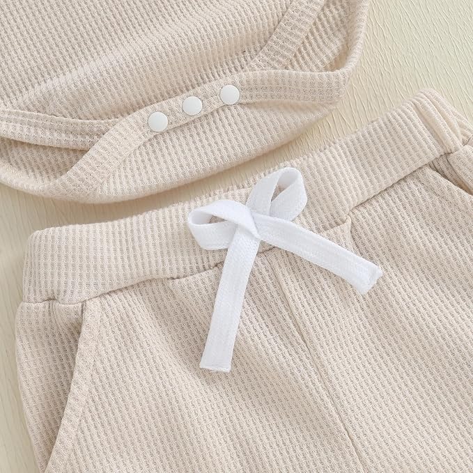 Kupretty Baby Boy Clothes 3 6 12 18 Months Fall Winter Outfit Mama's Boy Embroidery Waffle Long Sleeve Romper Pants Set