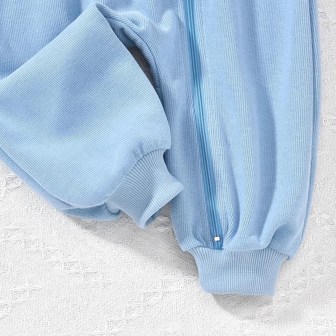 Unutiylo Unisex Baby Boys Girls Long Sleeve Infant Baby Zipper Hooded Jumpsuits Romper Loose Outfit Clothes