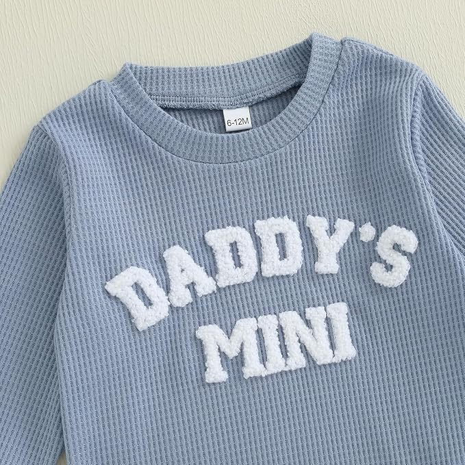 Kupretty Baby Boy Clothes 3 6 12 18 Months Fall Winter Outfit Mama's Boy Embroidery Waffle Long Sleeve Romper Pants Set