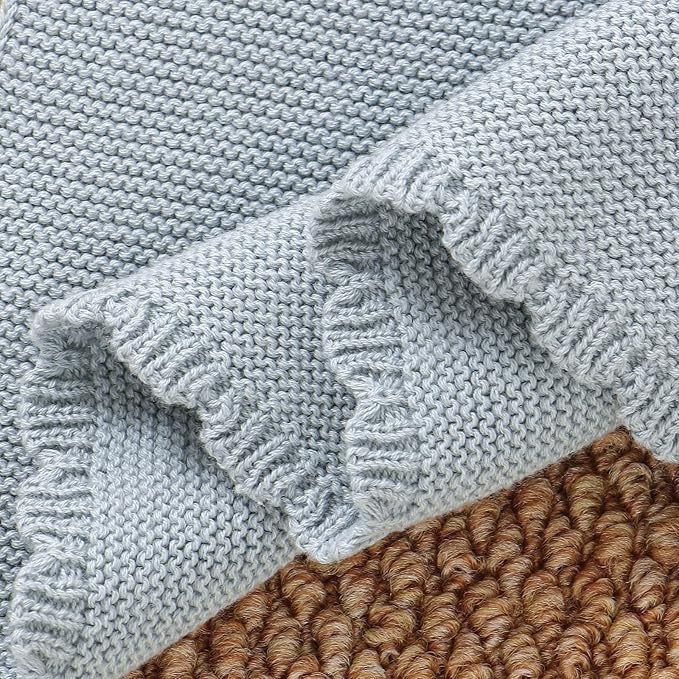 LAWKUL Baby Blanket Bear Lovey Soft Cuddly Security Blanket for Newborns Infants Boy Girl Knit Snuggle Comfort Blue 16x16in