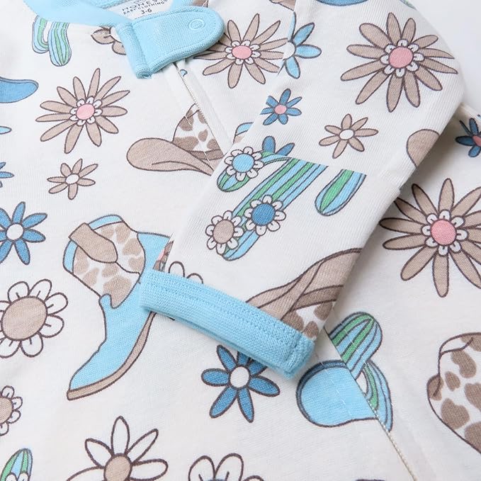 HonestBaby Sleep & Play Footed One-piece Pajama Sleeper 100% Organic Cotton, Baby Boys