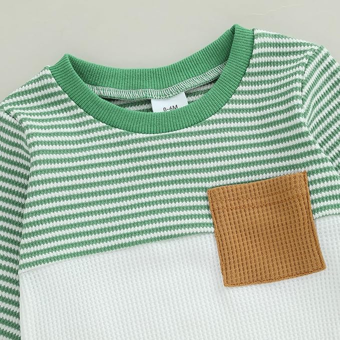 CIYCUIT Toddler Baby Boy Outfits Striped Sweatshirt Pants Clothes Set