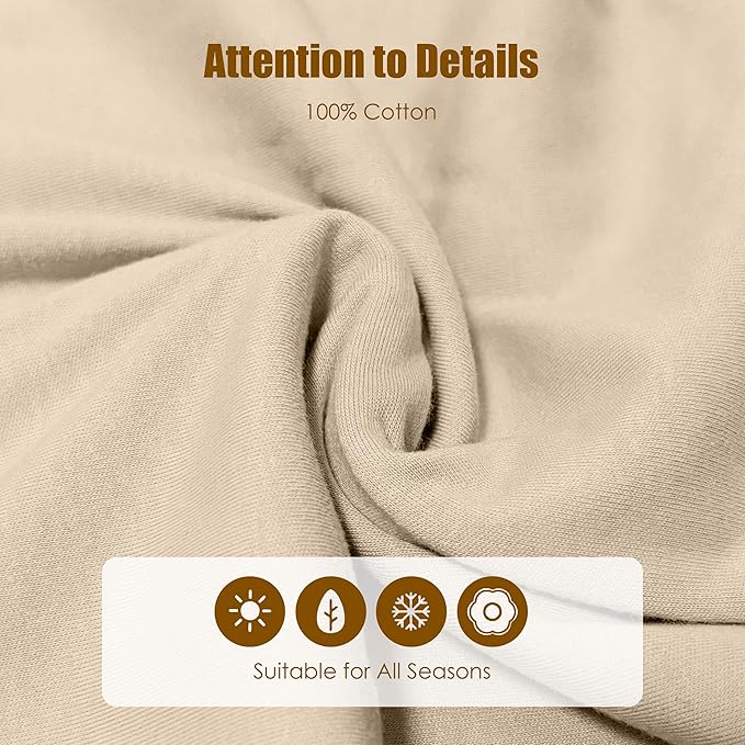 SWEET DOLPHIN Baby Sleep Sack 0-6 Months - 100% Cotton 2-Way Zipper TOG 0.5 Infant Wearable Blanket, Newborn Essentials Toddler 3 Pack Sleeping Sacks - Brown