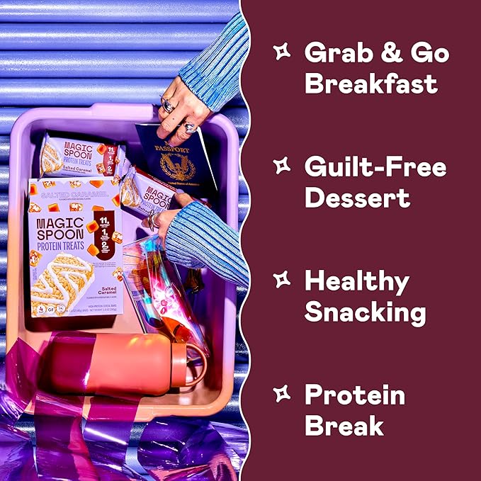 MAGIC SPOON Treats - High Protein, Low Carb, Keto Friendly, Low Sugar, Gluten Free, Crispy Protein Bar Cereal Bar, On-The-Go Healthy Snack (8 Smores Bars, 8 Salted Caramel Bars)