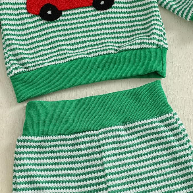 CIYCUIT Toddler Baby Boy Outfits Striped Sweatshirt Pants Clothes Set