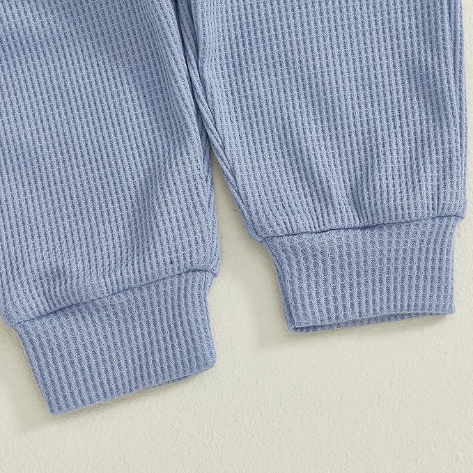 Kupretty Baby Boy Clothes 3 6 12 18 Months Fall Winter Outfit Mama's Boy Embroidery Waffle Long Sleeve Romper Pants Set