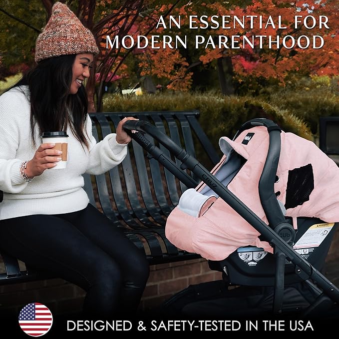 Milk Snob Winter Baby Car Seat Cover - Car Seat Canopy & Stroller Cover for Babies - Waterproof, Windproof, Cozy Inner Fleece Lining - Keep Your Baby Warm, Dry & Cozy This Winter (Blush)