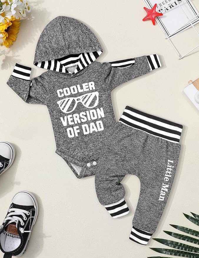 Fommy Newborn Baby Boy Clothes Plaid Letter Print Long Sleeve Hoodies + Long Pants 2PCS Fall Winter Outfits Set