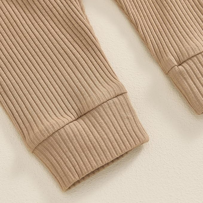 Newborn Baby Boy Girl Clothes Ribbed Knitted Long Sleeve Romper Pants Solid Cotton Infant Fall Winter Outfits 2Pcs
