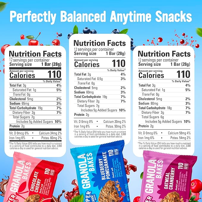 Cooper Street Granola Bakes (36 Count) – Soft and Chewy Breakfast Granola Bars Variety Pack – Nut, Dairy & Soy Free – Individually Wrapped Healthy Snacks for Kids, School, Work, Hiking & On-the-Go