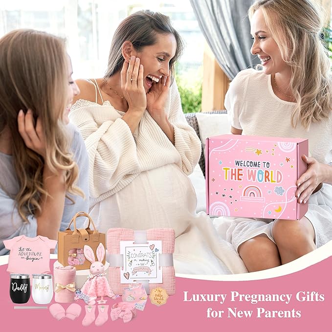 New Mom Gifts for Women, Pregnancy Gift for New Parents Gender Reveal Gifts with Mom and Dad Tumbler Set for First Time Moms