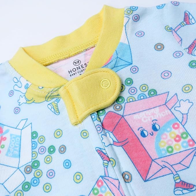 HonestBaby Non-Slip Footed Pajamas One-Piece Sleeper Zip-Front Pjs 100% Organic Cotton for Baby Girls