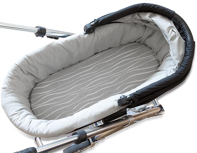 Bassinet Sheet Set 2 Pack 100% Jersey Cotton Grey and White Abstract Stripes and Dots by Ely's & Co.