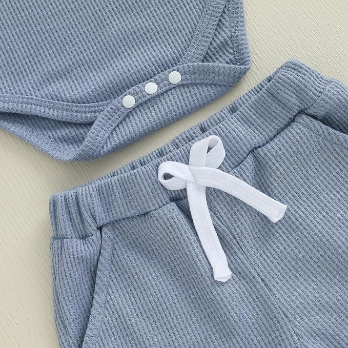 Kupretty Baby Boy Clothes 3 6 12 18 Months Fall Winter Outfit Mama's Boy Embroidery Waffle Long Sleeve Romper Pants Set