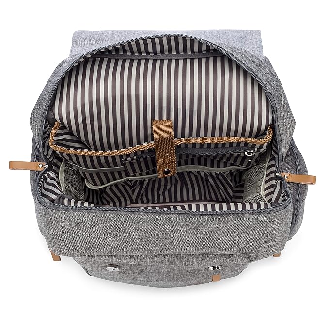 Parker Baby Co. Diaper Backpack - Large Diaper Bag with Insulated Pockets, Stroller Straps and Changing Pad -Birch Bag - Gray