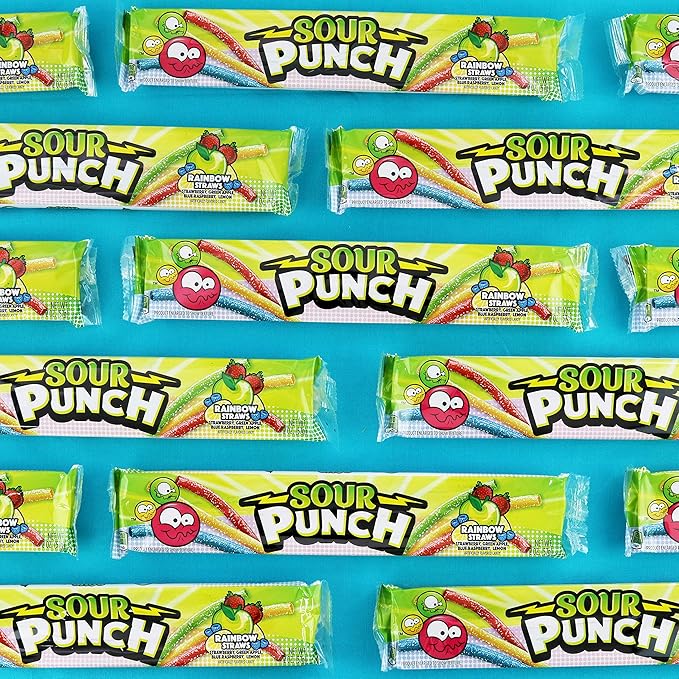 Sour Punch Rainbow Sour Straws, 2 Ounce (Pack of 24)