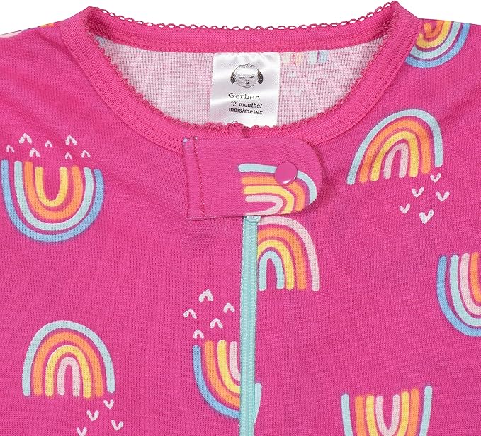 Gerber Baby Girls' 2-Pack Footed Pajamas