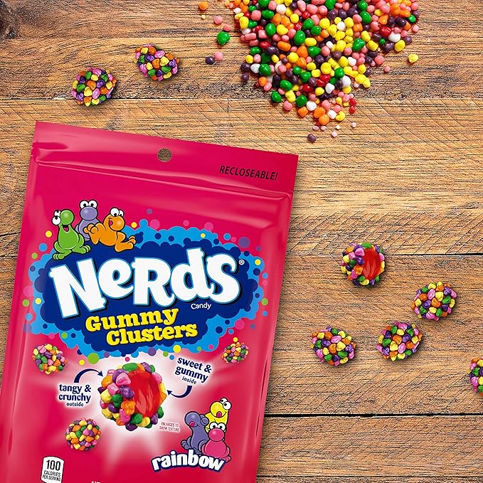 Nerds Gummy Clusters Candy, Rainbow, Resealable 8 Ounce Bag (Pack of 2)
