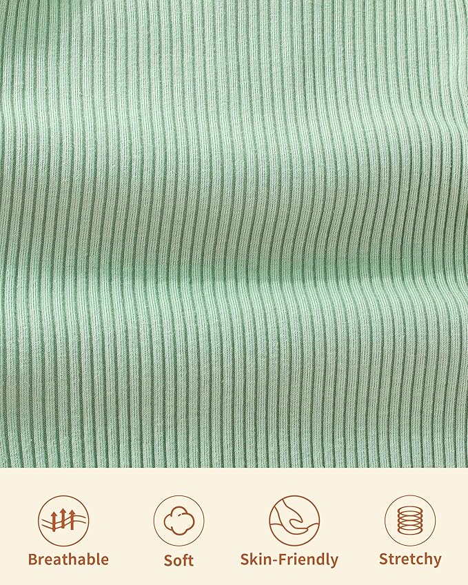 Newborn Baby Boy Girl Clothes Ribbed Knit Cotton Long Sleeve Romper Long Pant Preemie Solid Color Unisex Outfits