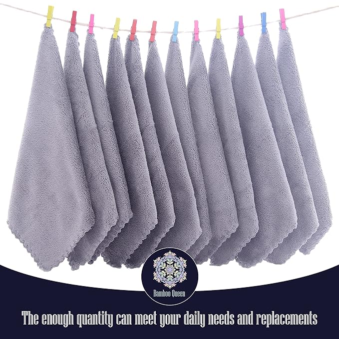 16 Pack Baby Washcloths - Luxury Coral Fleece - Extra Absorbent and Soft Wash Clothes for Newborn, Infants and Toddlers - Suitable for Sensitive Skin and New Born - Baby Shower - Light Grey,10x10 Inch