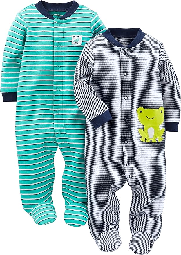 Simple Joys by Carter's Baby Boys' 2-Way Zip Thermal Footed Sleep and Play, Pack of 2
