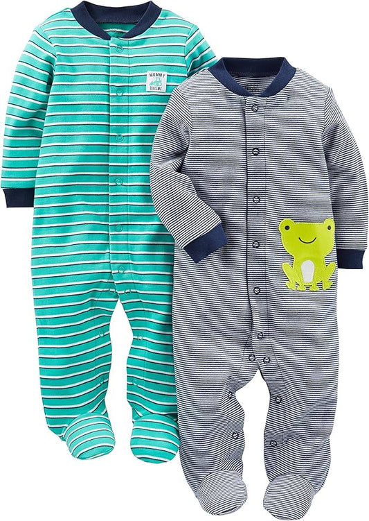 Simple Joys by Carter's Baby Boys' 2-Way Zip Thermal Footed Sleep and Play, Pack of 2