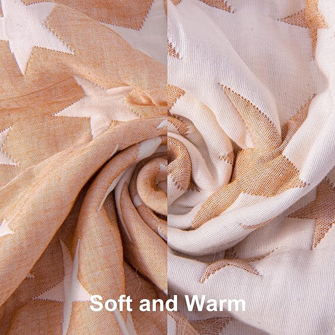 NTBAY 3 Layer Toddler Blanket, Muslin Cotton Jacquard Bed Blankets, Lightweight Thermal Baby Blanket, Super Soft and Warm Crib Blanket for All Seasons, Decoration Gift, 30"x40", Pale Orange Star