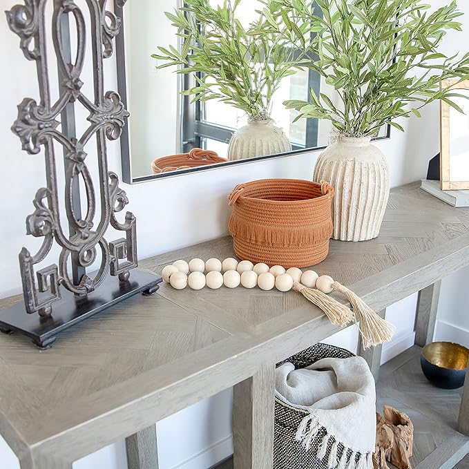 NaturalCozy 3-Piece Boho Decor Storage Basket Set – Cotton Rope Woven Baskets for Organizing! Small Basket for Baby Stuff, Baby Shower, Gift Basket, Nursery Baby Basket, Planter, Toy Basket, Shelves