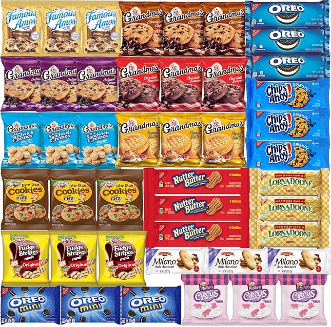 Cookies Individually Wrapped Variety Pack - Cookies Bulk Assortment Care Package Sampler Gift Box (45 Count)