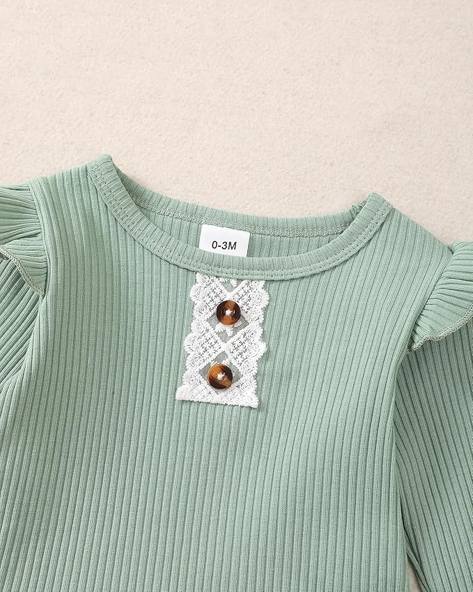 Renotemy Newborn Baby Girl Clothes Outfits Infant Romper Ruffle Floral Pants Cute Toddler Baby Girl Clothes Set